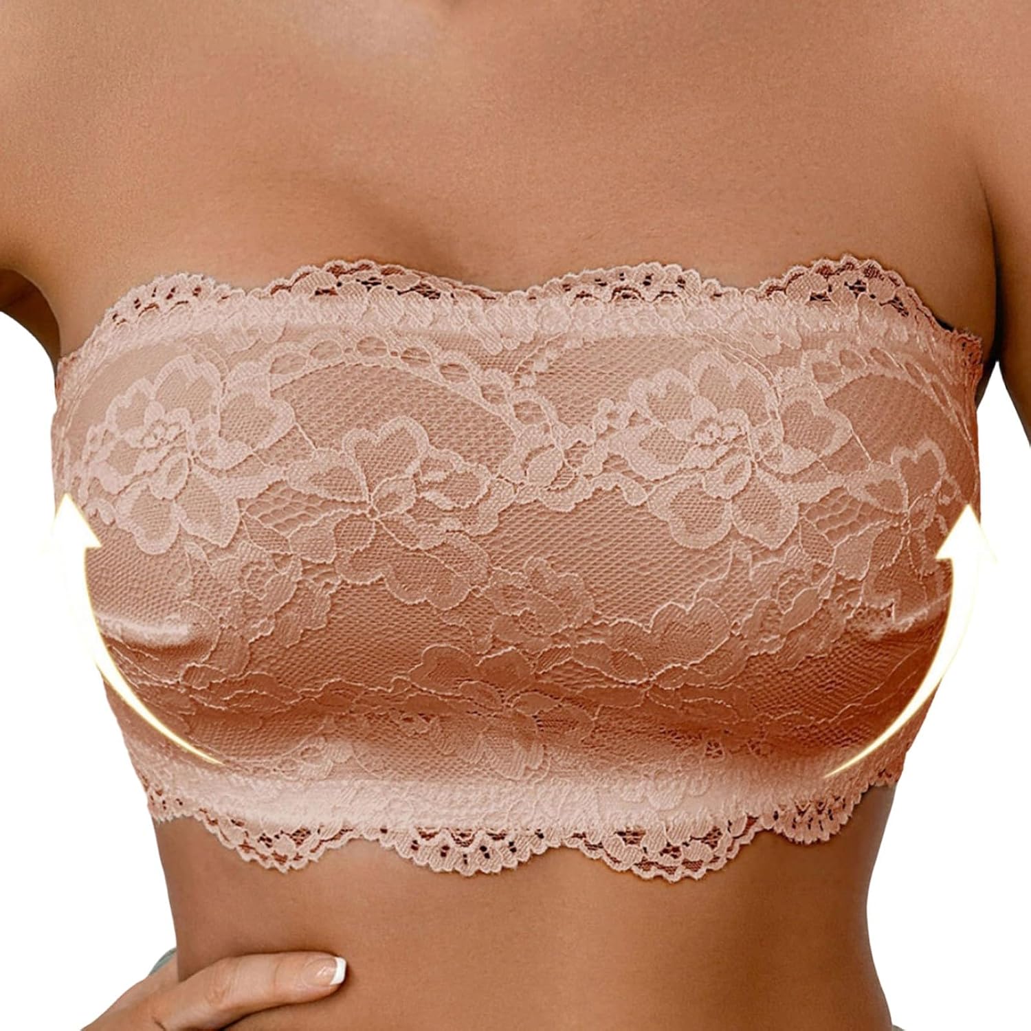 Women's Lace Strapless Bra Push Up Bralette Side Closure Criss Cross Padded Wireless Tube Top Underwear Sexy Bras