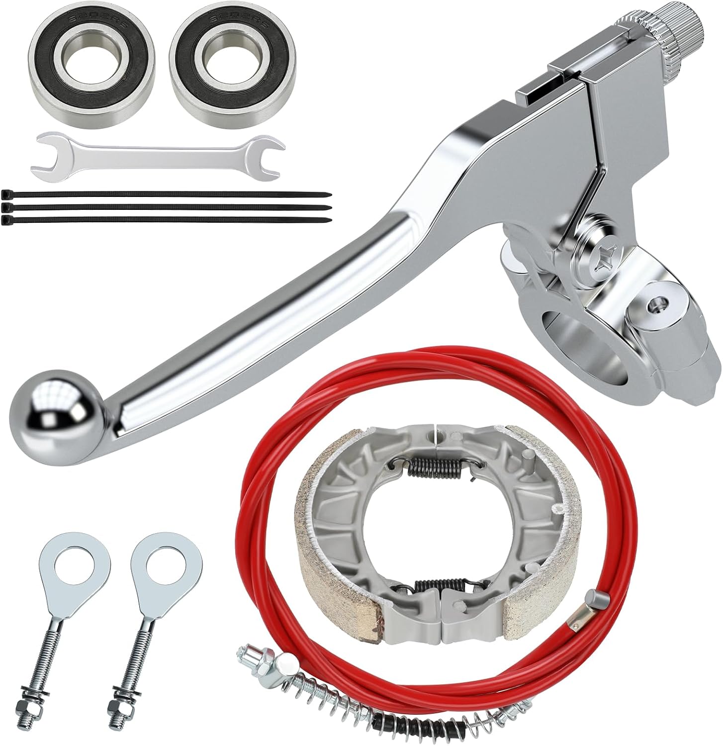 Mini Bike Drum Brakes Kit Compatible with Coleman CT200U BT200X Baja Warrior Heat Massimo MB165 MB200 Predator 212cc 196cc Engine Minibike Accessories Parts 7/8 Handle Lever 105mm Brake Shoes