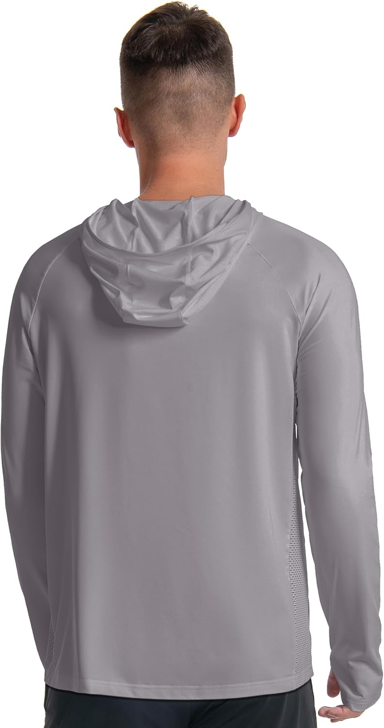 Men's Sun Protection Hoodie UPF 50+ Fishing Long Sleeve Rash Guard Shirt SPF UV Protection T-Shirt Lightweight - Image 2