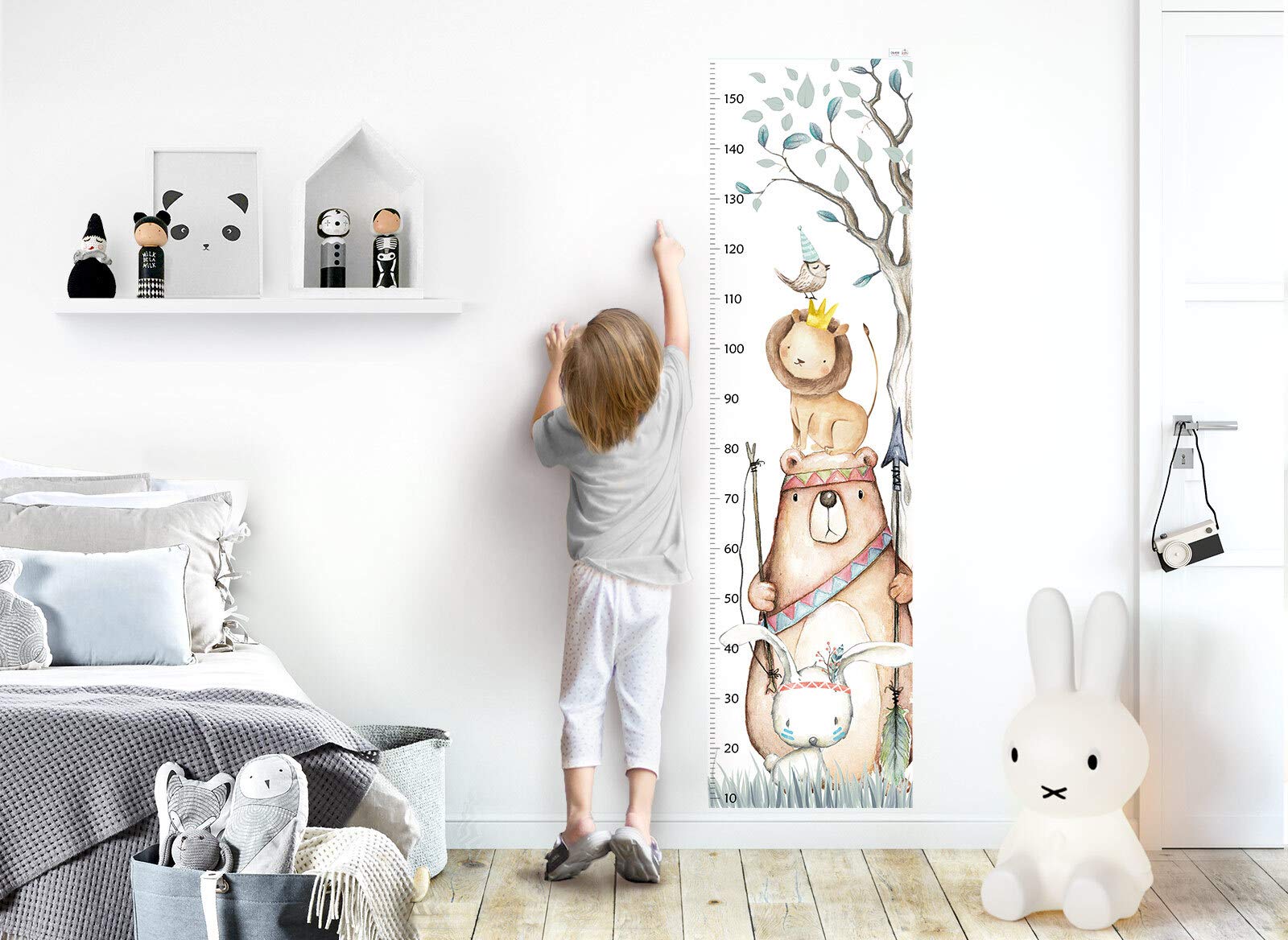 Little Deco Adesivo da parete per cameretta dei bambini, motivo: coniglio, leone, uccello, 150 cm, DL459