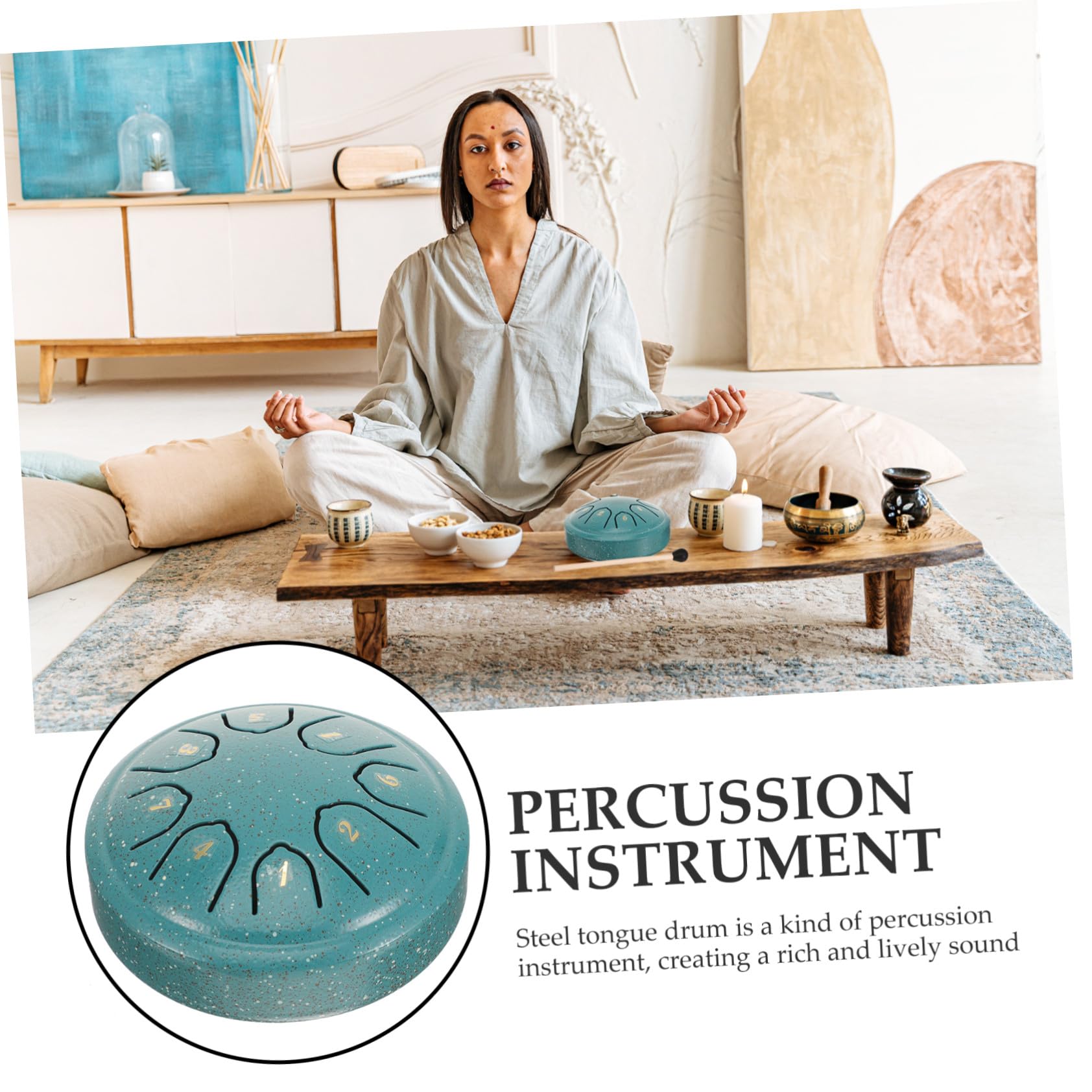 LIFKOME Tambores de Lengua de Acero para Adultos, Instrumento de Percusión con Superficie Lisa y Acero de Titanio, Adecuado para Meditación y Relajación Musical
