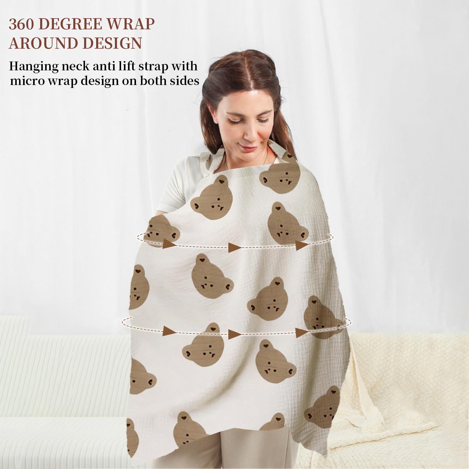 Cape Allaitement, Cape D Allaitement Fabriqué En Gaze De Coton Pur, Couverture ComplèTe à 360° Pour ProtéGer L'Intimité, Livré Avec Un Sac De Rangement