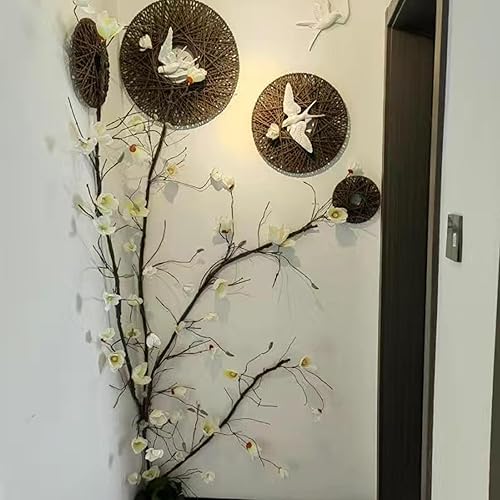 Miniatura 8 de Guirnalda de orquídeas artificiales de magnolia de 118 pulgadas, guirnalda de ramas de árbol falsas, tronco con corona de flores para colgar en la