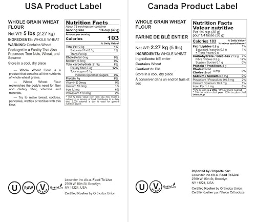 Miniatura 2 de Harina de trigo integral, 5 libras  todo propósito, tierra de piedra, molida a partir de granos integrales, sin blanquear, vegano, kosher, granel,