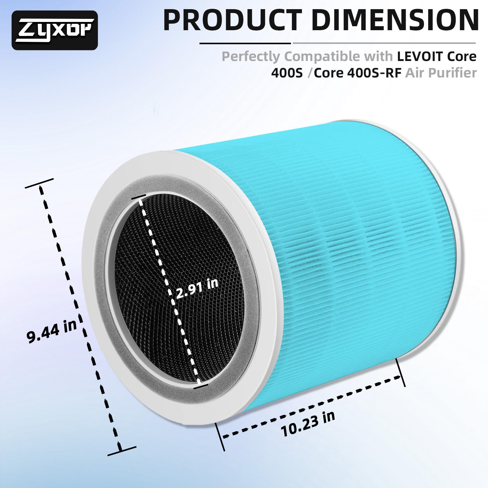 Core 400S - Filtro de repuesto para removedor de humo compatible con LEVOIT Core 400S y Core 400S-P, prefiltro de carbón activado 3 en 1 H13 True HEPA, Core400S-RF-SR (LRF-C401-BUS), 1 paquete, azul