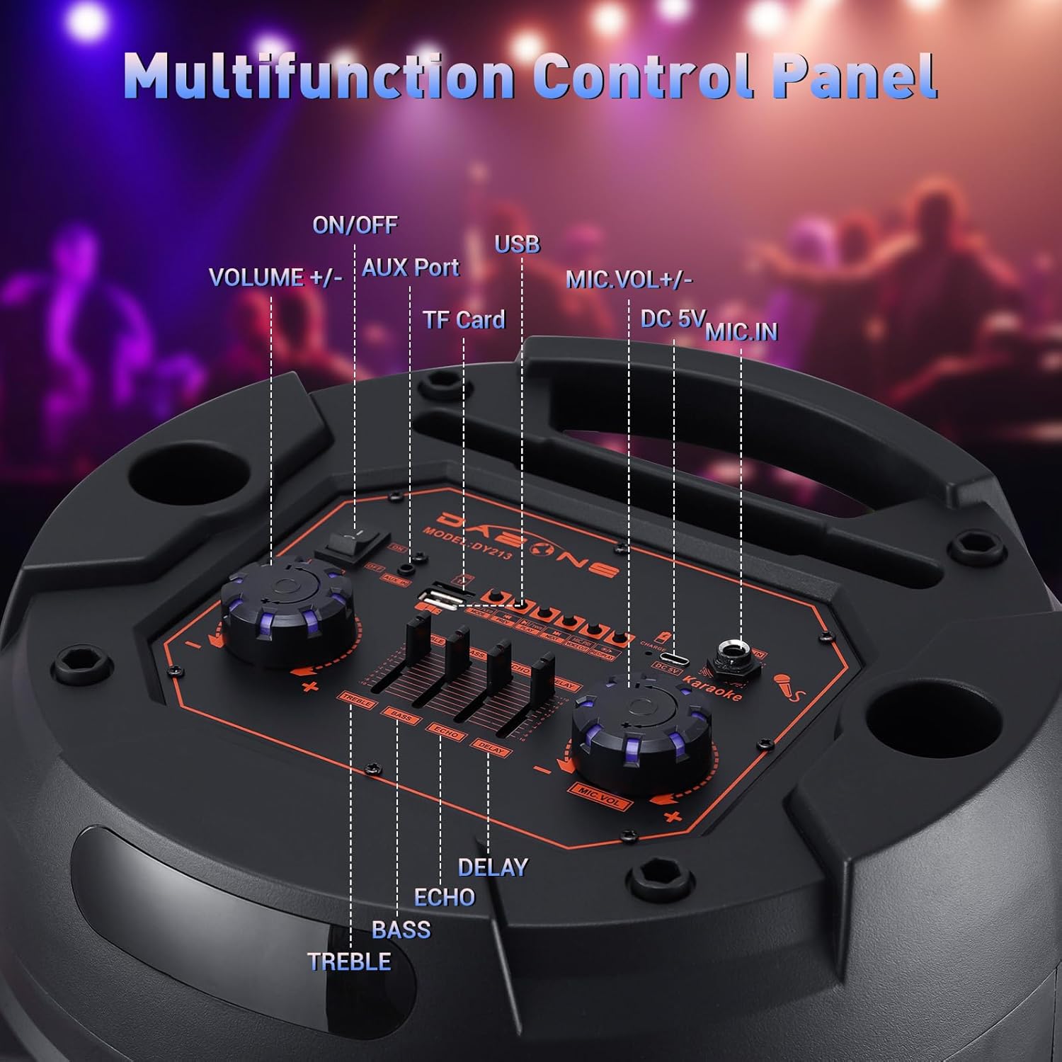 Dual 12'' Wireless Party Bluetooth Speaker with Microphone & Remote, Portable PA Speaker System with FM Radio, DJ LED Light, Karaoke Machine Support USB/TF/AUX/TWS for Camping/Wedding