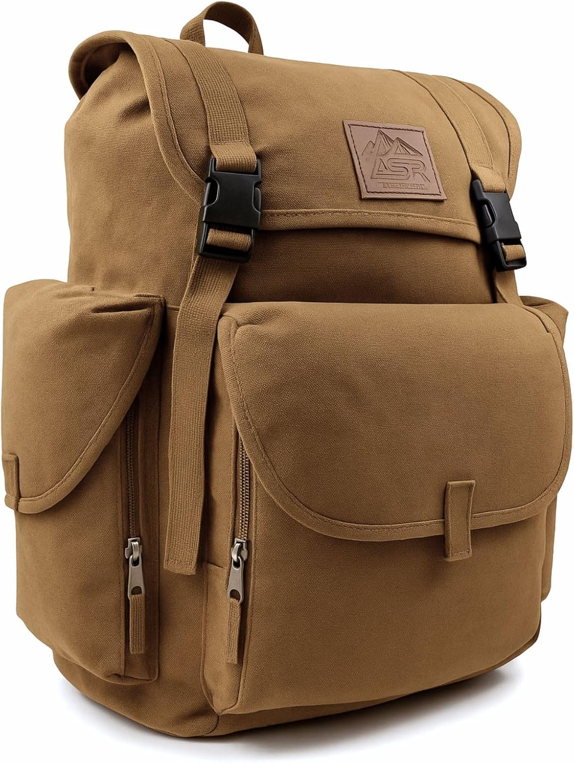 ASR Outdoor 30L Heavy Stitch Gold Panning Backpack Camping Canvas Rucksack, Khaki