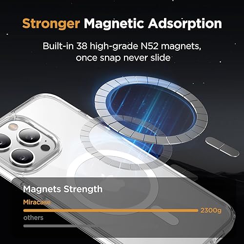 Miniatura 18 de Miracase - Funda magnética para iPhone 13 de 6.1 pulgadas (compatible con MagSafe) (con 2 protectores de pantalla), protección de grado militar