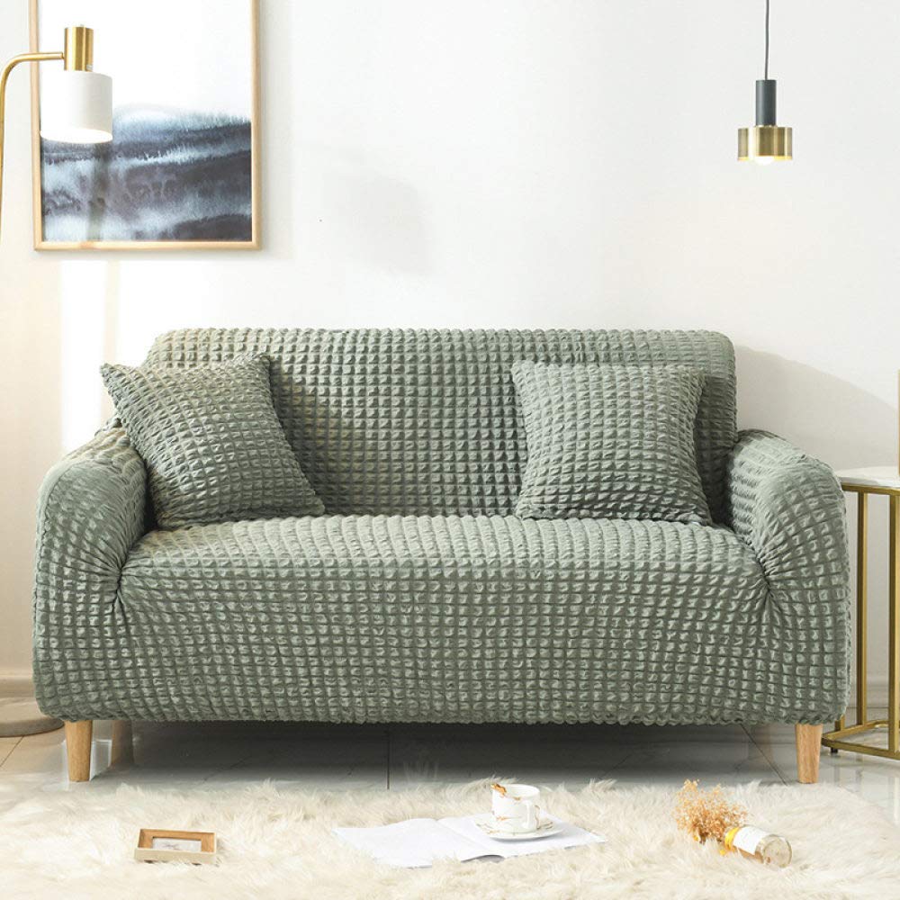 Housse de canapé en forme de L ou droit élastique verte LIJUCAI pour rénover un vieux fauteuil