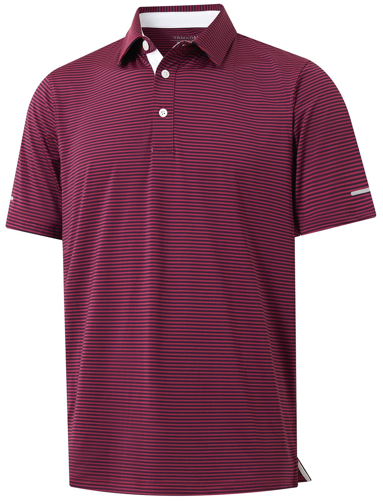Golf Shirts for Men - Dry Fit Moisture Wicking Short Sleeve Performance Sport Casual Striped Collared Mens Polo Shirt