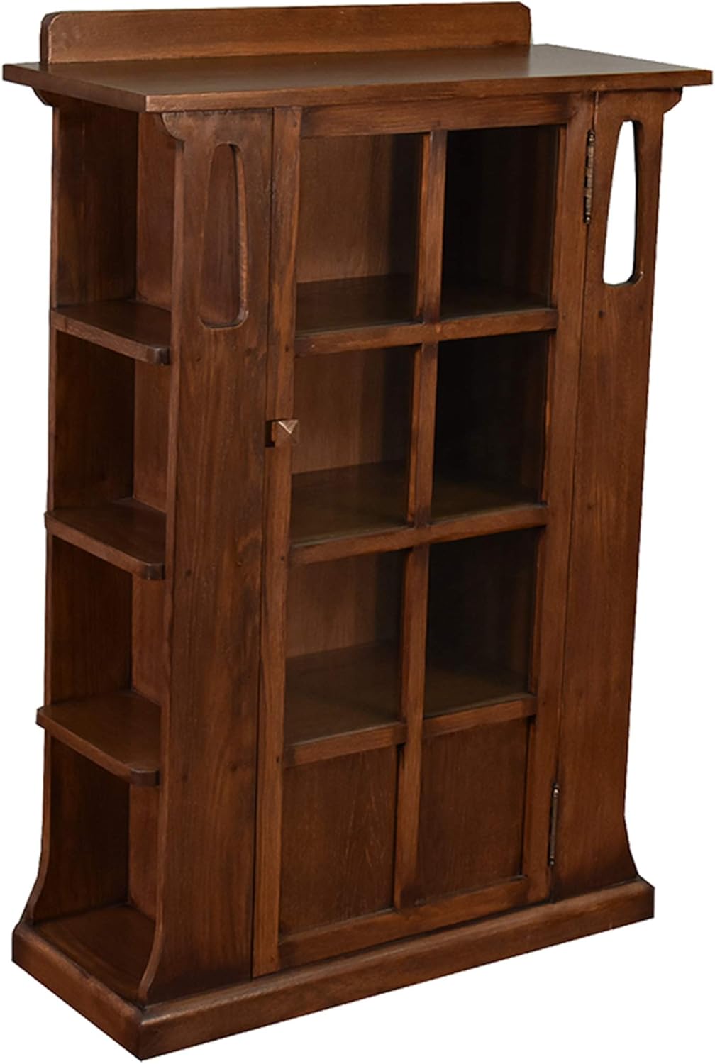 Crafters and Weavers Arts and Crafts Mission Oak Bookcase with Cut Outs and Side Shelves