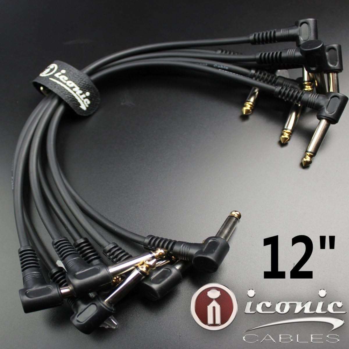 6 Pack 1/4" Right Angle 12" 1ft Effects Pedal Board Patch Jumper Instrument Cables Cords