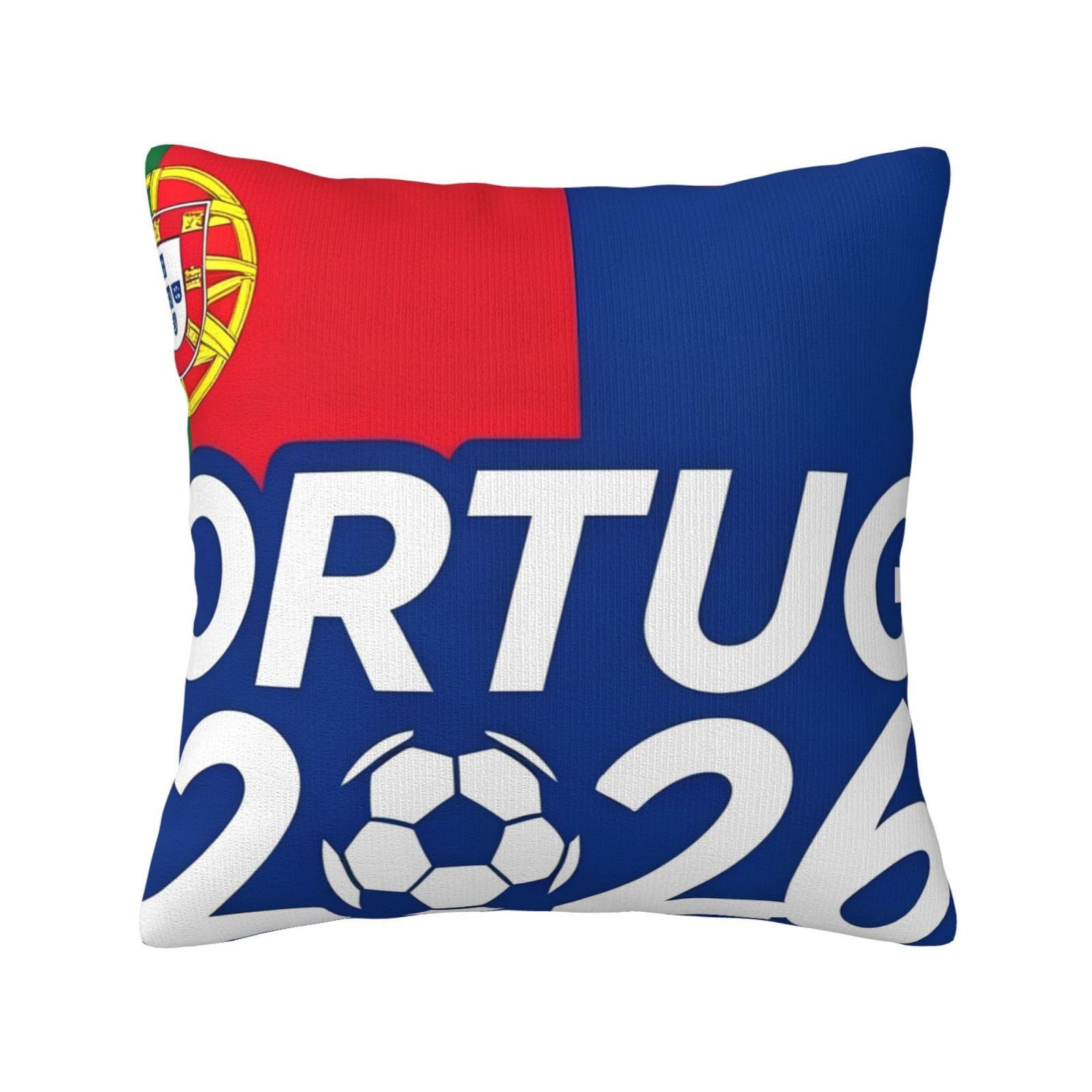 Portugal-Flag Print Decorative Throw Pillow Covers for Sofa, Outdoor and World Cup Celebrations
