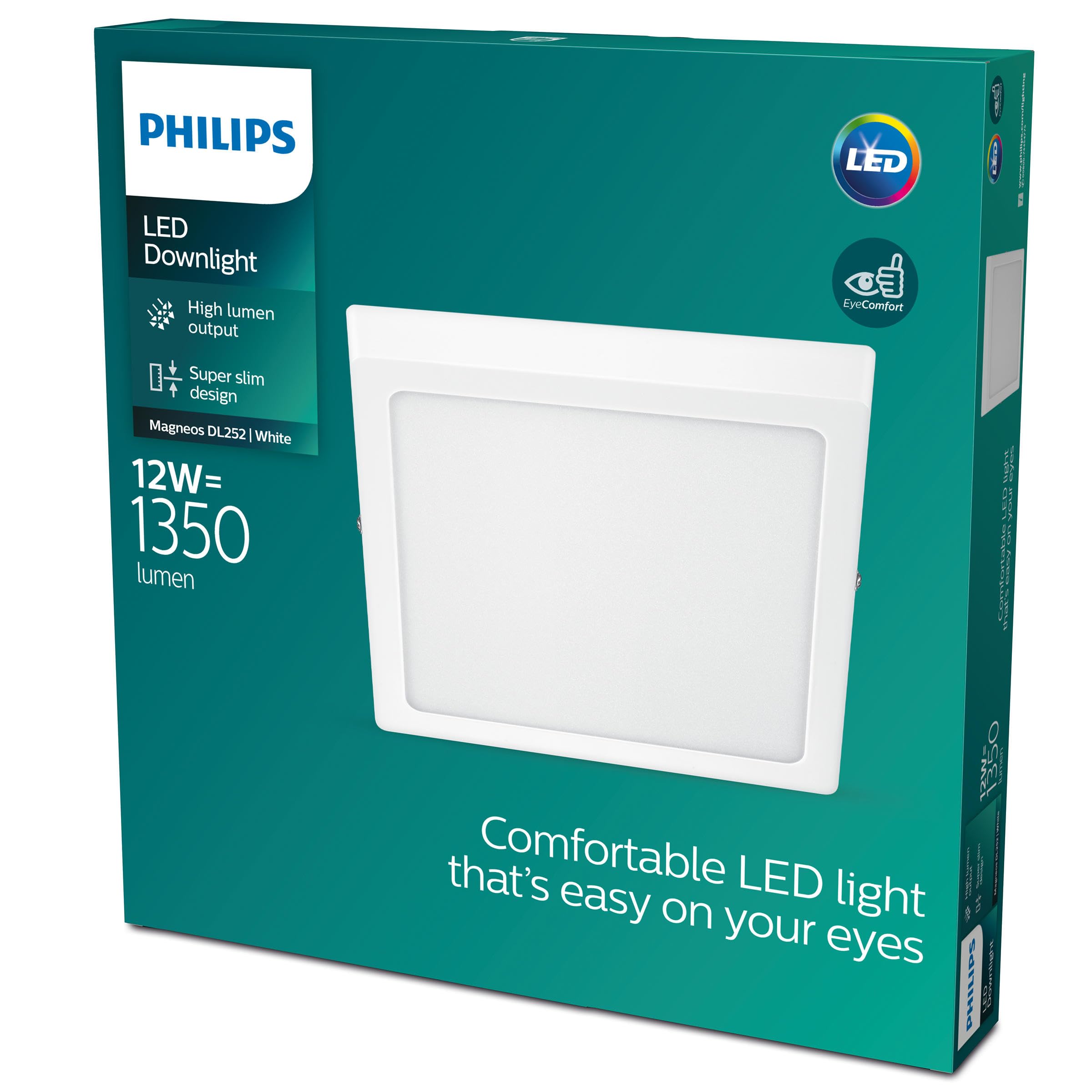 Philips LED Gömme Spot İnce Yüzey, 12 W, Soğuk Beyaz Işık (4000K), Kare, Beyaz