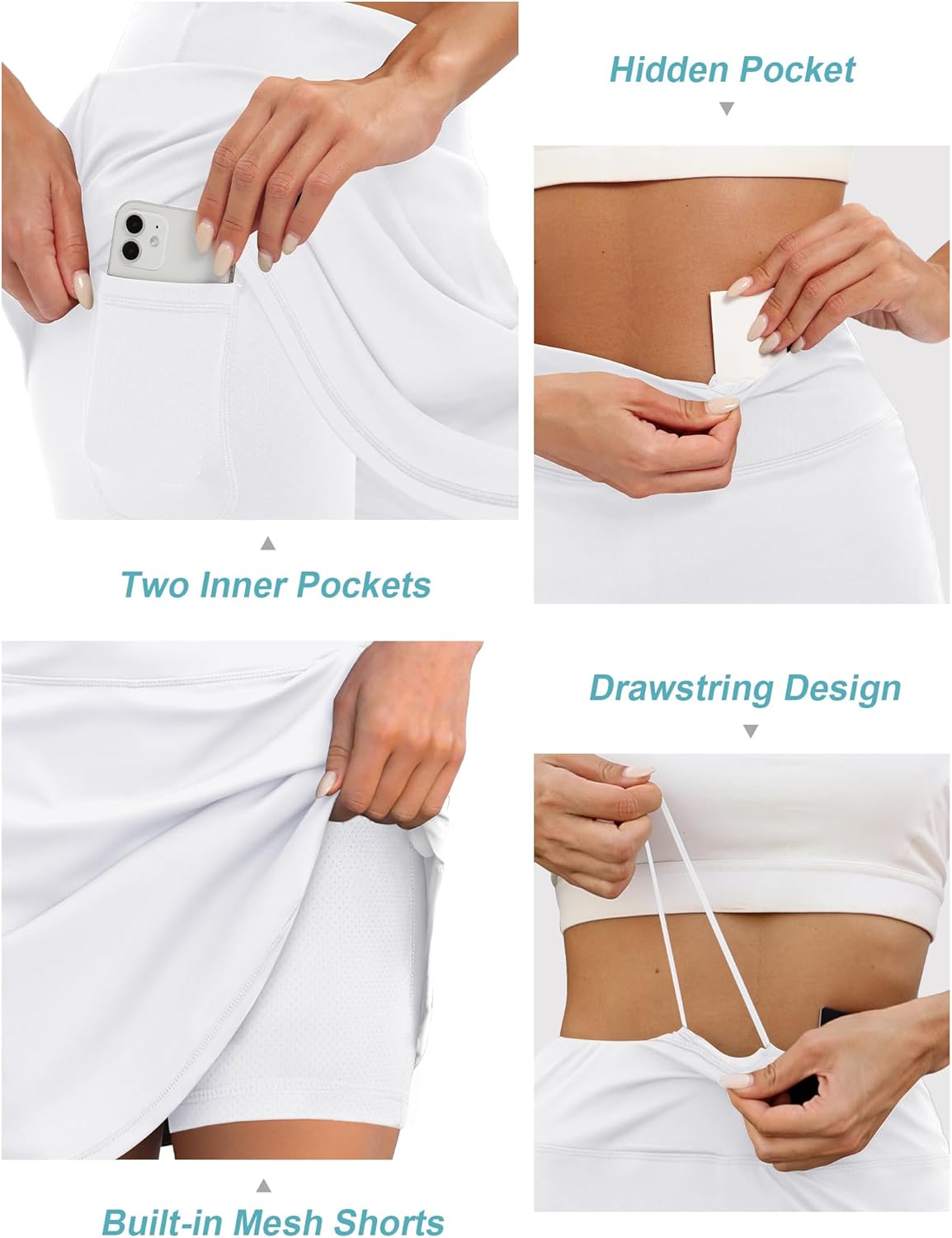 LouKeith 19" Knee Length Skorts Skirts for Women Tennis Skirts Athletic Golf Skorts Casual Workout Skirt with Shorts Pockets - Image 4