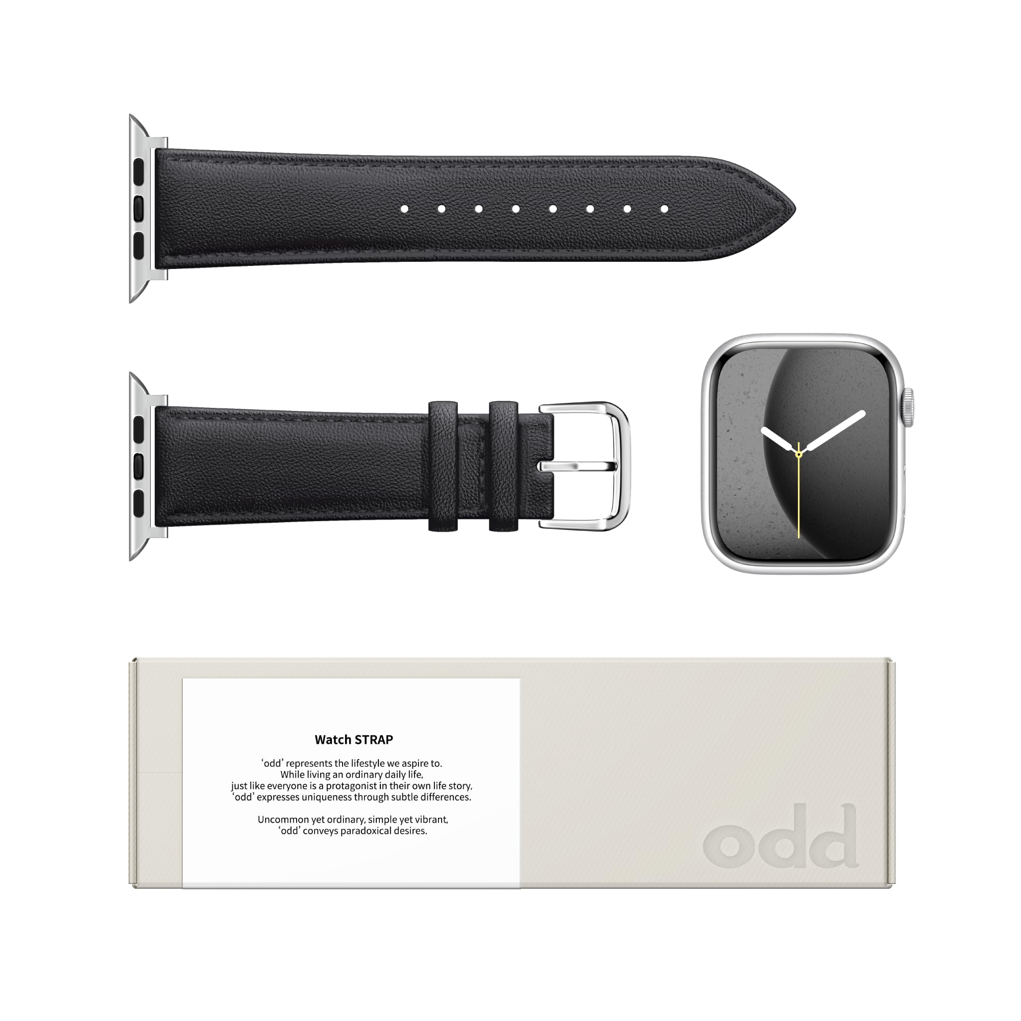 a.odd Leather Strap for Apple Watch Straps 38mm 40mm 41mm 42mm 44mm 45mm 46mm 49mm, Men Women Genuine Leather Replacement Band for iWatch Series 11 10 9 8 7 6 5 4 3 2 1 SE Ultra 3 2 1 — view 7