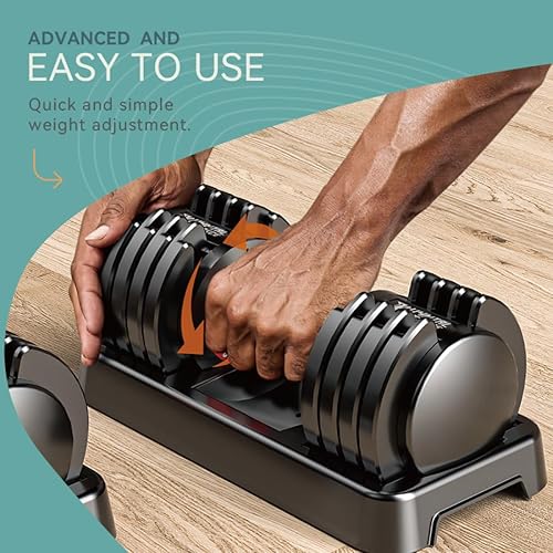 Miniatura 2 de Juego de mancuernas ajustables de 2555 libras, mancuernas con mango de metal antideslizante para ejercicio y fitness, ajuste rápido de peso para