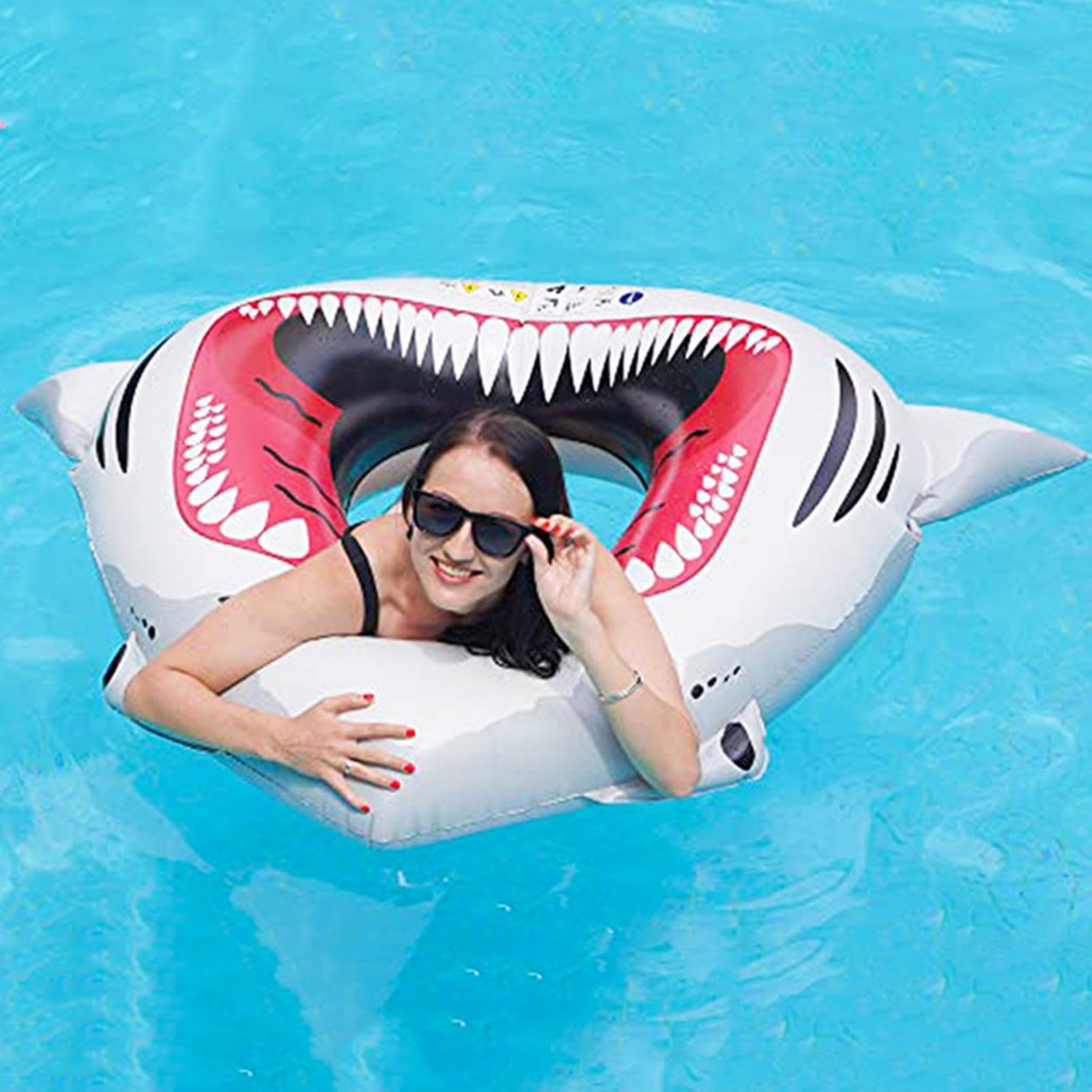 Camera d'aria gonfiabile per piscina, motivo squalo | ciambella da nuoto adatta per l'uso in fiumi, laghi, parchi acquatici, spiagge, feste, vacanze, cortili,