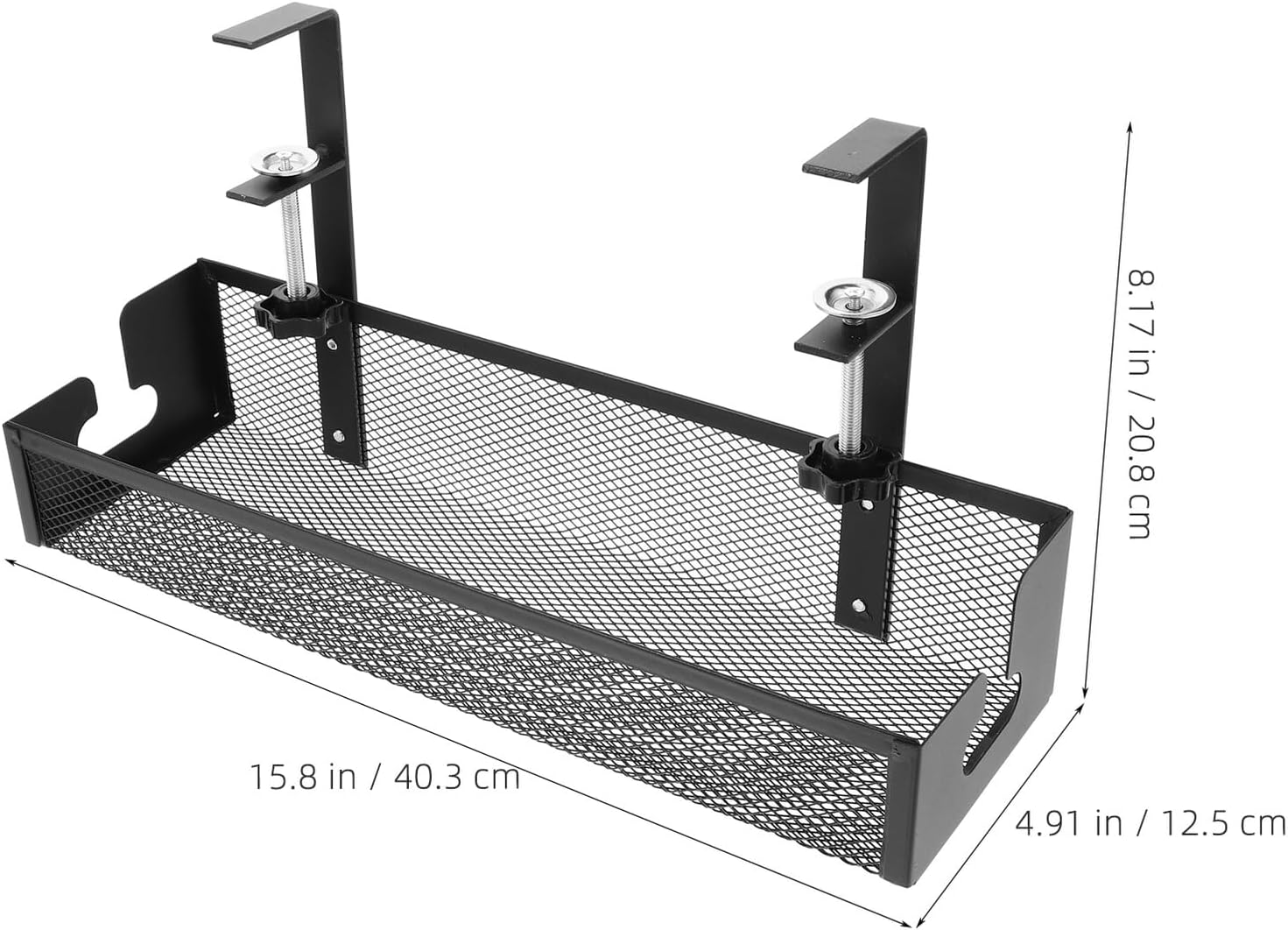 Desk Cable Tray Wire Organizer Black Large 40cm Mesh Cable Management Rack No Drill Desk Wire Holder for Home Office Cord Storage