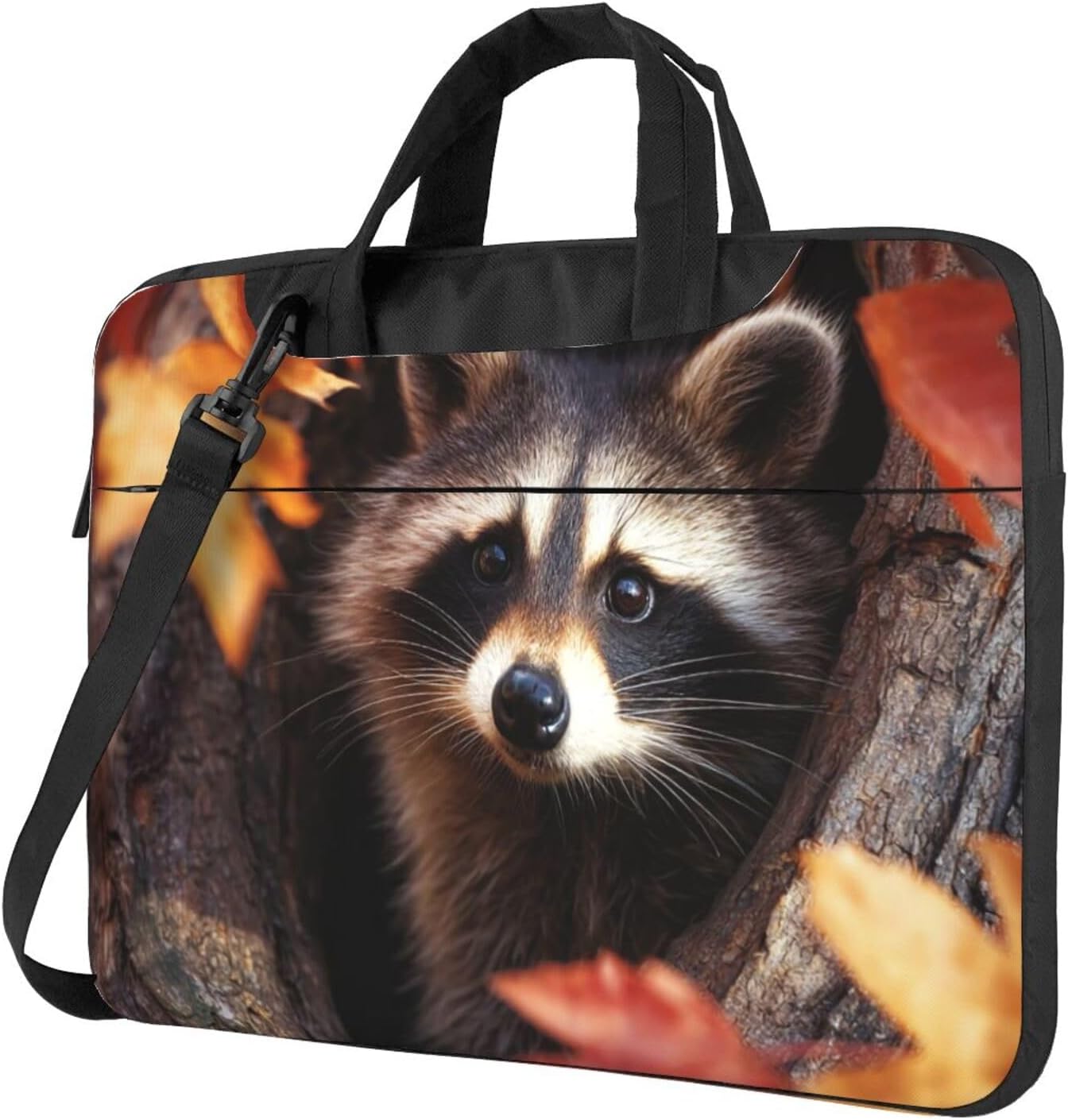 Laptop Shoulder Bag Messenger Bags Raccoon in The Fall Tree Hole Laptop Bag Computer Bags for Men Women