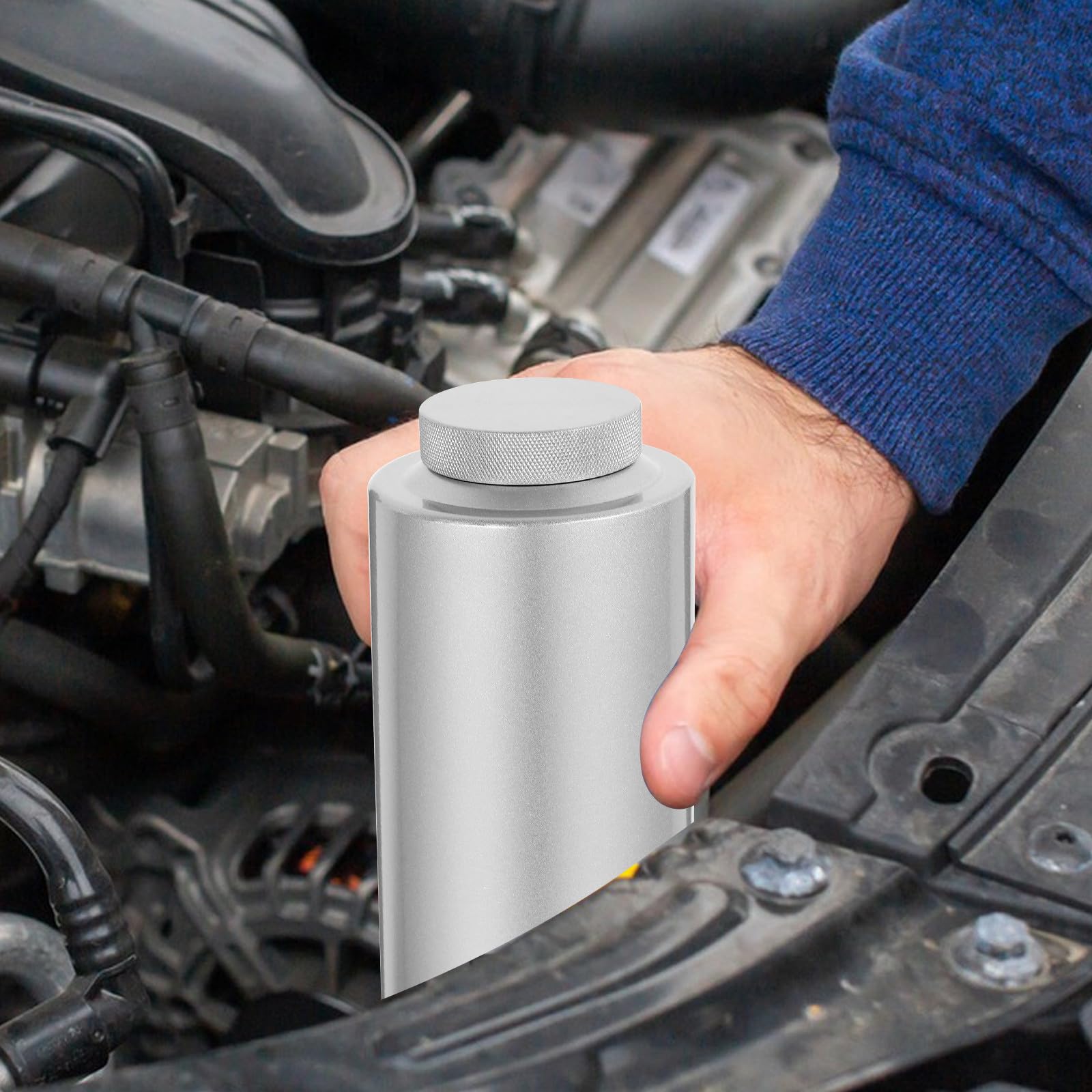 Outanaya Kit de Réservoir D'appoint pour Liquide de Refroidissement Voiture 800ml en Alliage D'aluminium Vase D'expansion et Trop-plein pour Radiateur Automobile