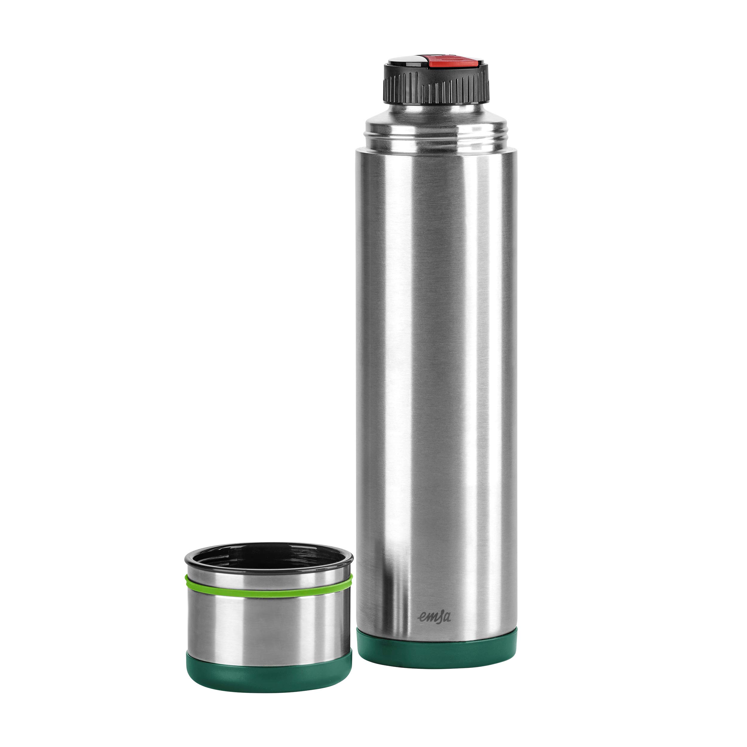 Emsa 512961 Isolierflasche, Mobil genießen, 1 l, Safe Loc Pro Verschluss, Grün-Hellgrün, Mobility