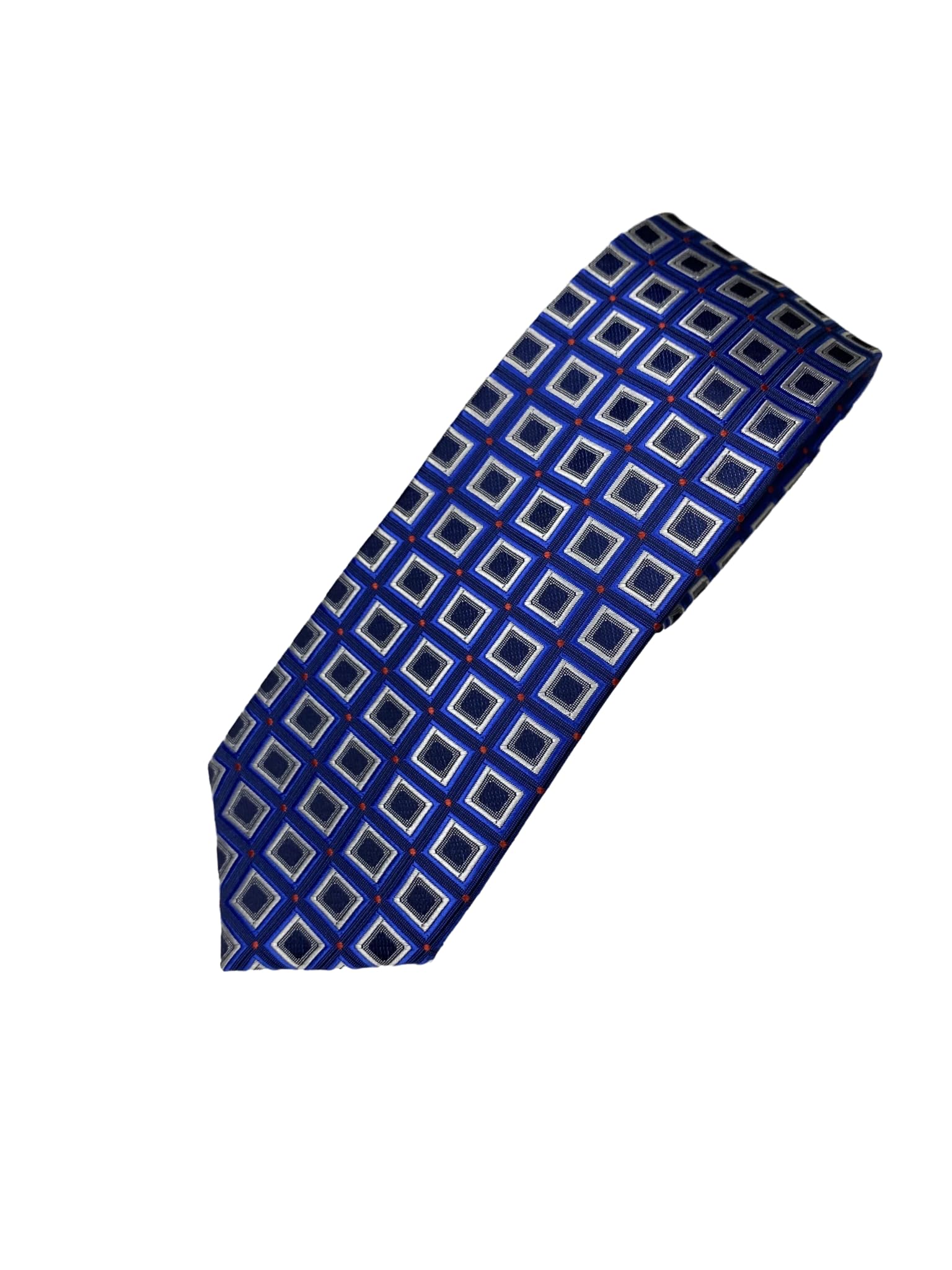 Men’s jacquard Necktie - Blue Geometric Squares patterned necktie for Business, Weddings and Formal Events.-image-24