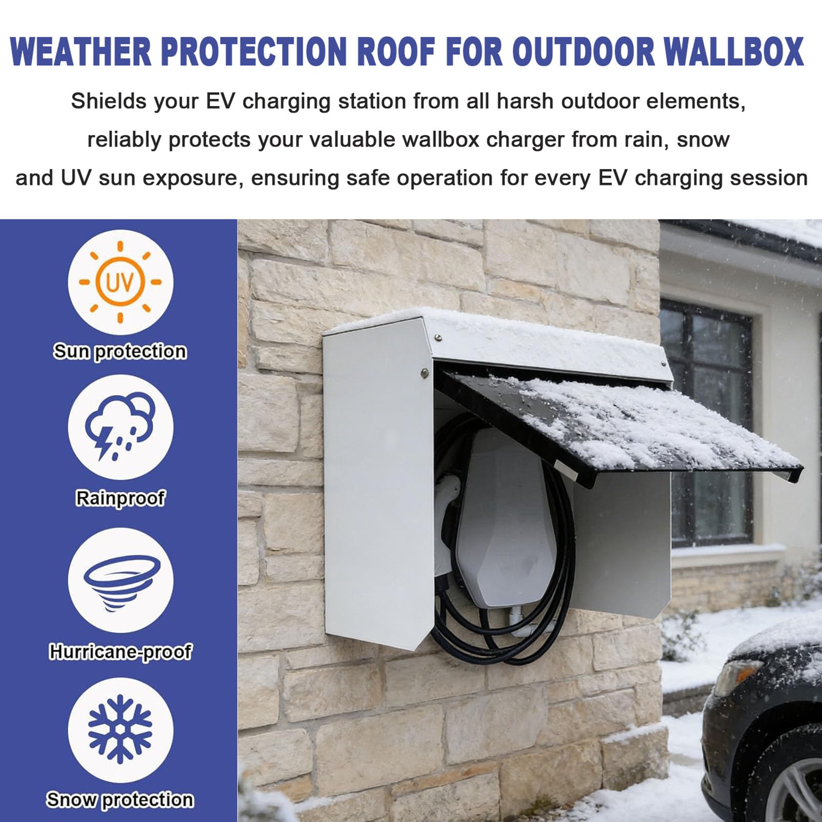 Heavy Duty EV Charger Cover, wodoodporna obudowa ze stali ocynkowanej z drzwiami akrylowymi, odporne na rdzę zewnętrzne osłony przed osłoną Wallbox z deszczu UV do wyjścia kamery bezpieczeństwa