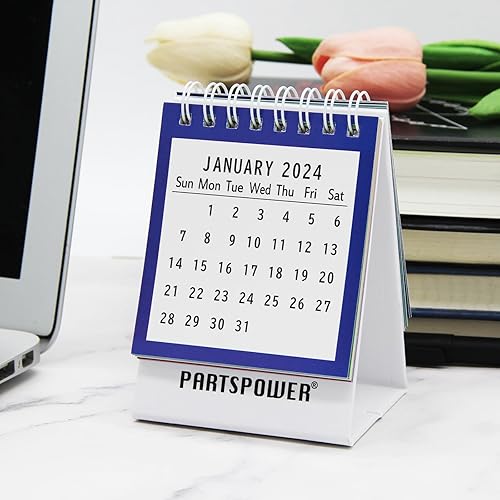 Miniatura 3 de Calendario pequeño de escritorio 2023-2024 para verificación rápida, 17 meses desde agosto de 2023 hasta diciembre de 2024, páginas mensuales de 3 x