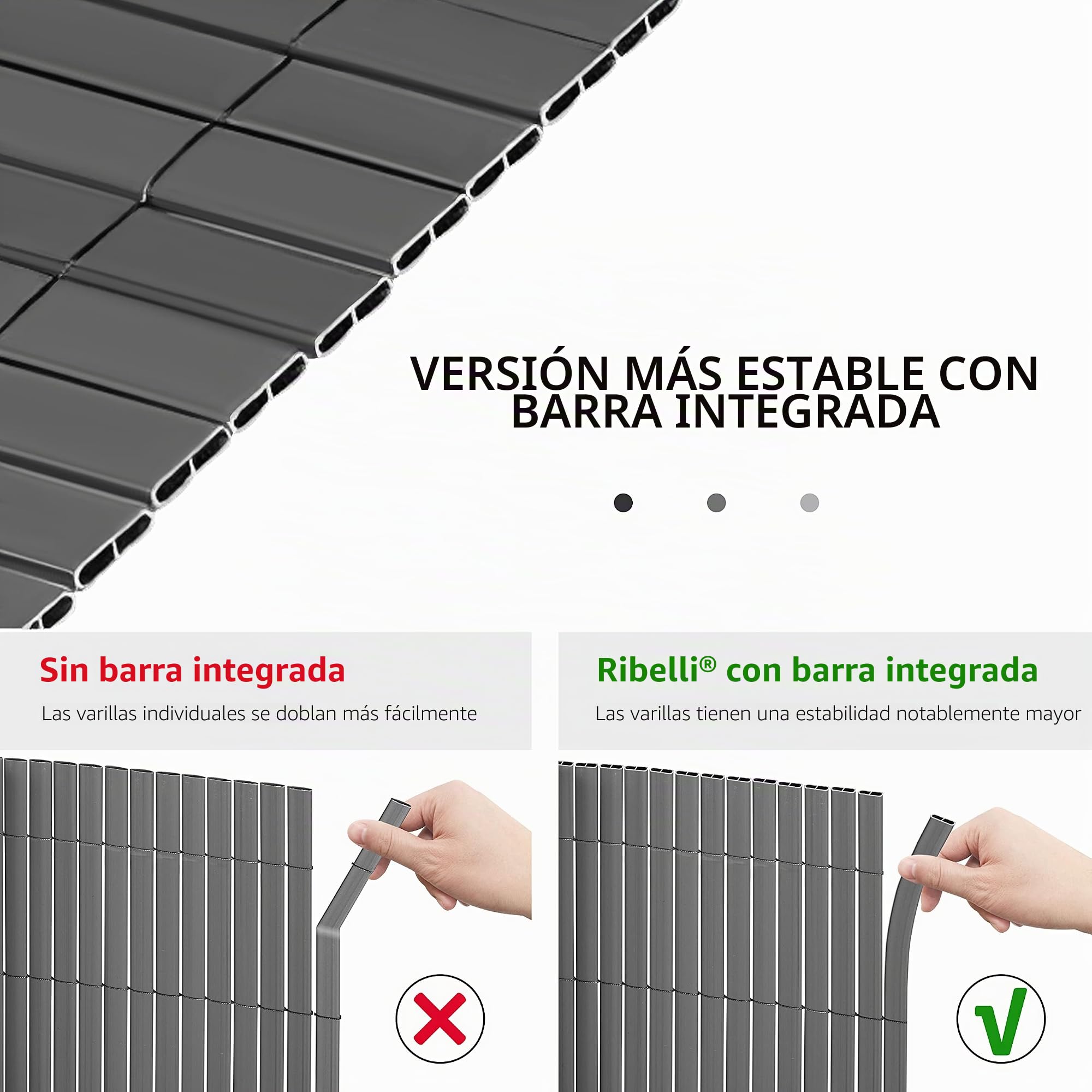 Ribelli® Estera Protectora de PVC con Puente, Extra Estable, Valla de protección Visual para balcón, protección contra el Viento (100 x 300 cm, Antracita)