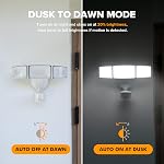 LUTEC 72W 6300LM LED Security Lights Motion Sensor Light Outdoor, 5000K Daylight, IP65 Waterproof, Dusk to Dawn, 3 Head Motion Detected Flood Light for Garage, Yard, Porch(White)