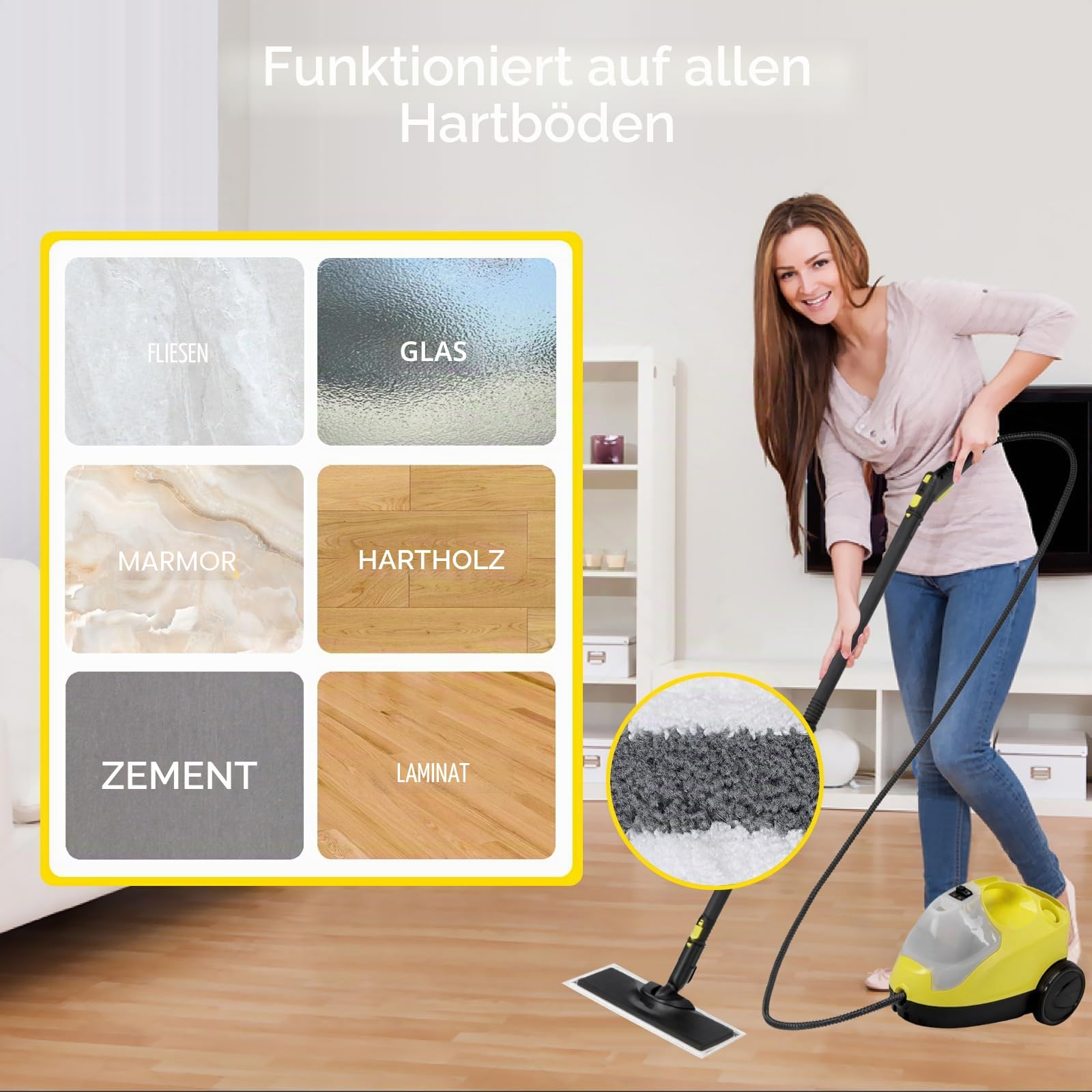Gudotra Reinigungstücher für Dampfreiniger Kärcher Easyfix SC2 SC3 SC4 SC5, Mikrofasertücher für Kärcher Easyfix SC Serie (grauer Streifen, 4 Stück)