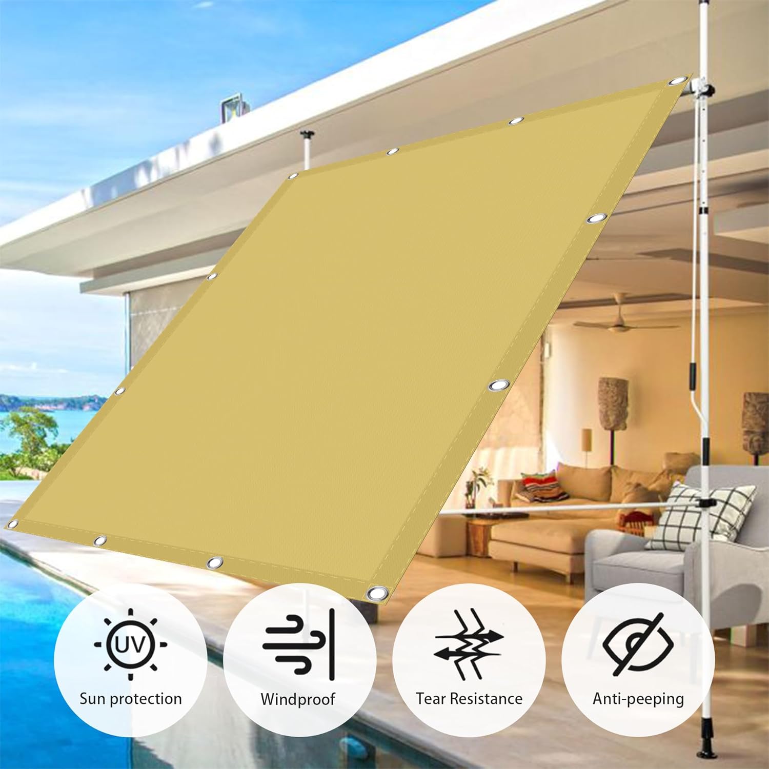 Cool Time 日除け シェードオーニング （180×240cm）【3年安心保証】通気性が良く 目隠し 目かくし 紫外線 UV対策 省エネ 節約  節電 : インテリア永平寺 ヤフー店 - 通販 - Yahoo!ショッピング 日よけ シェード オーニング 1.4 x 3.2 m Uvカット クールシェード 遮熱 断熱 オーニング 目隠し 尺寸や穴の間隔をカ