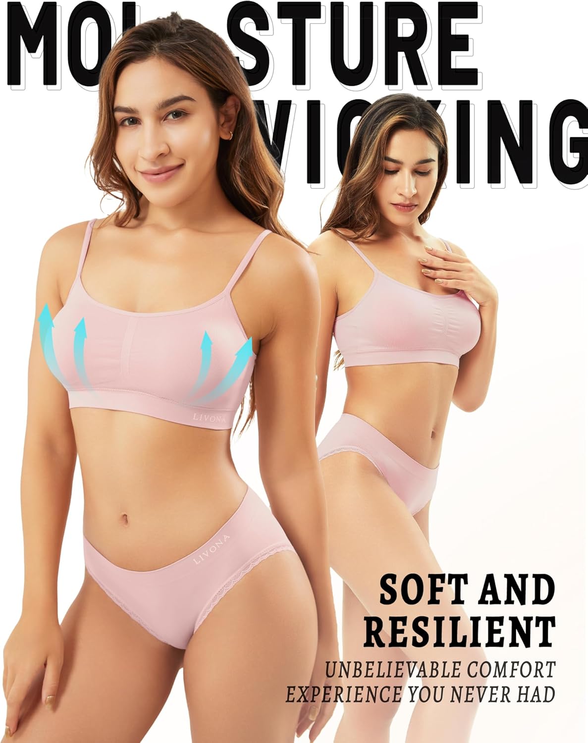 Livona 3 Pack Sports Bras for Women- Wireless Soft Workout Bra, Padded Fitness Bralette, Comfort Crop Cami Tank S-XXL - Image 9