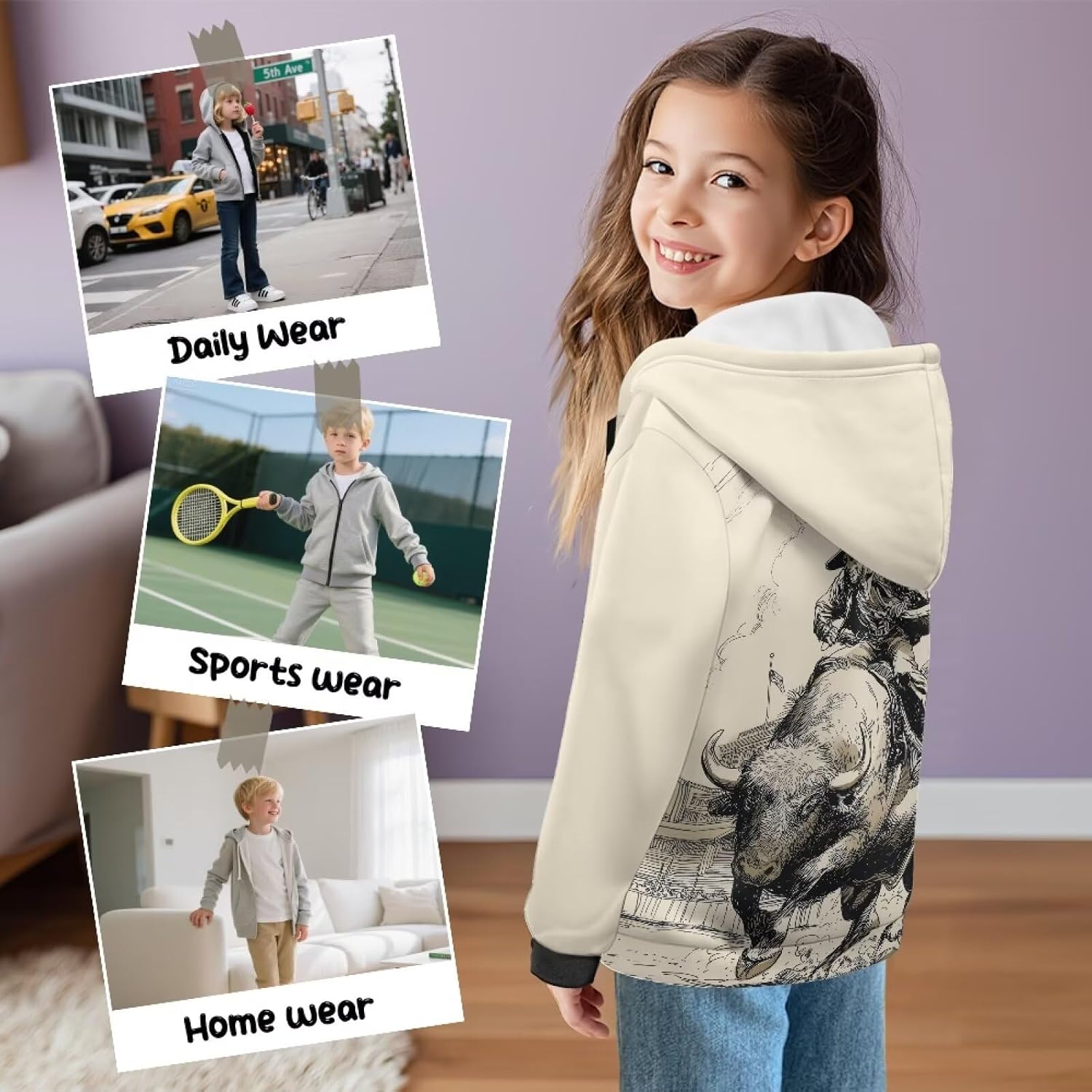 Long Sleeve Hoodies for Girls 6-16Y Back to School Clothes Zip Up Fleece Sweatshirts