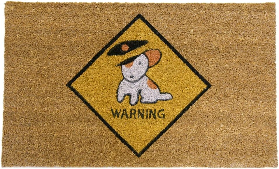 Rubber-Cal "Beware of Dog Doormats Dog Welcome Mat, 18 x 30-Inch