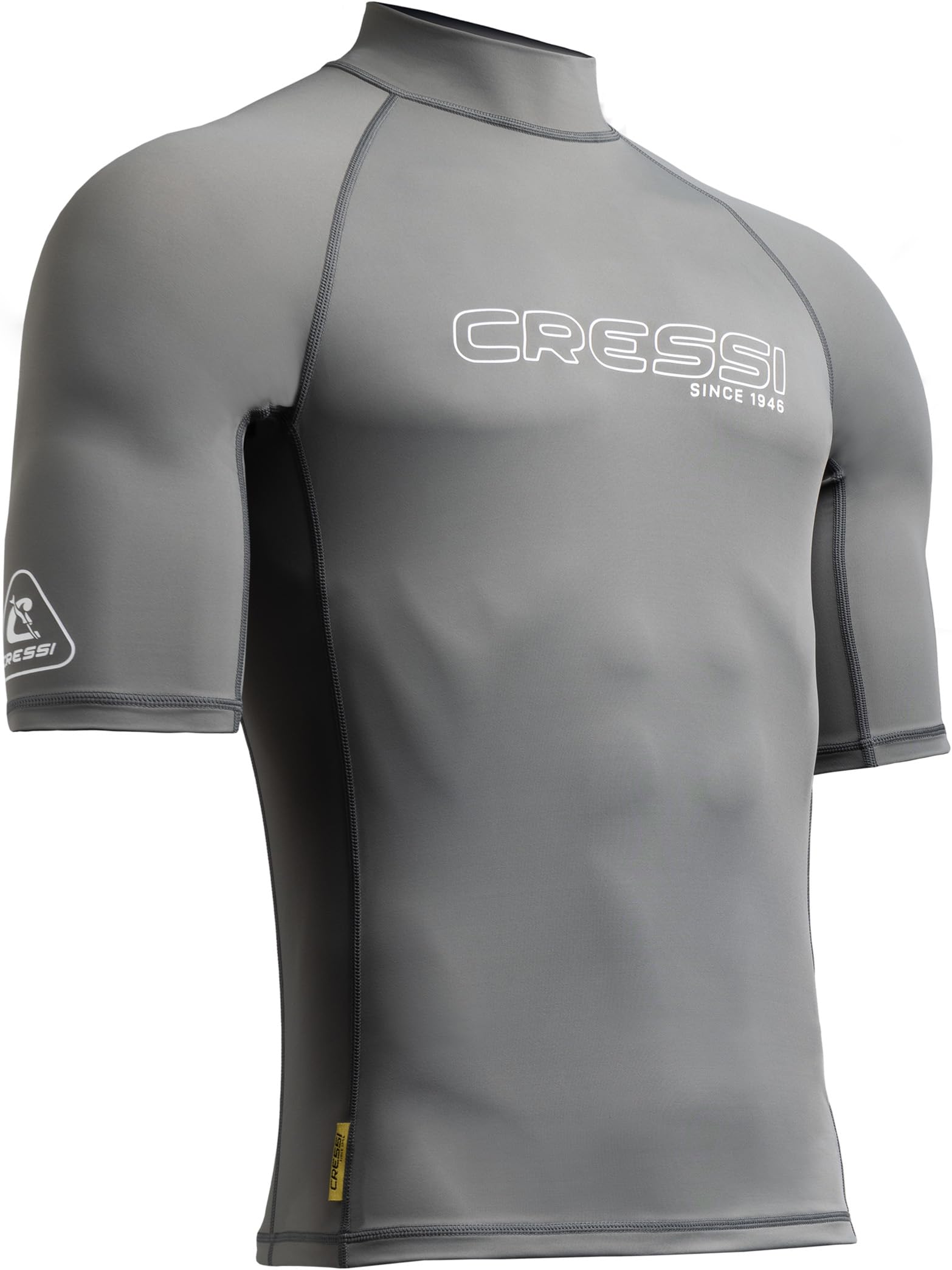 CRESSI since 1946 - Sentinel Man - Short Sleeve Rash Guard UPF 50+ Sun Protection Quick Dry Swimming, Surfing, Diving, Fishing, Beach, Pool and Water Sports - Grey/White - L/4 - Men's