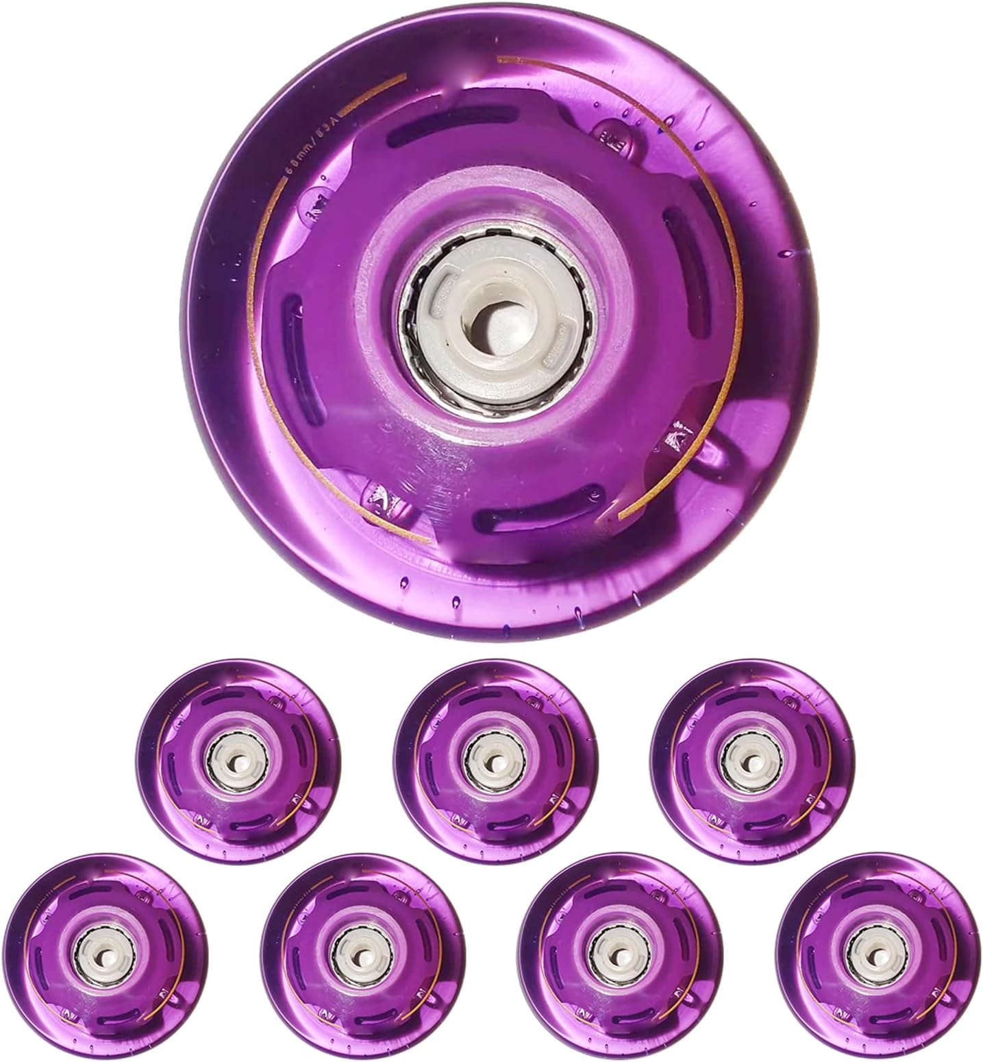 68mm 72mm Replacement Light Up Skate Wheels 83A 8 Pack Indoor Outdoor Luminous Inline Roller Skating Wheel,Purple,72mm