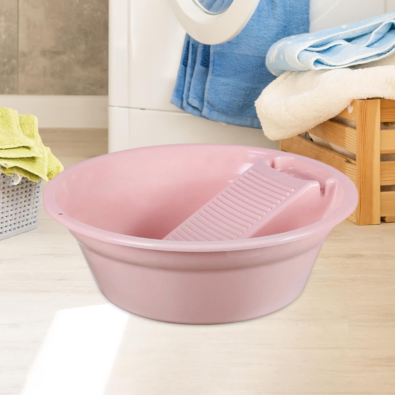 Waschbrettbecken für Handwäsche Integrierte Waschtrommel Robuste Wanne Und Praktische Größe Leicht zu Verstauen für Garten Apartment Outdoor, Rosa
