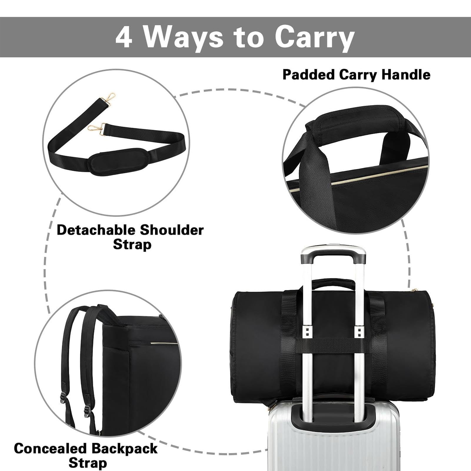 Umwandelbarer Reise-Kleidersack – 2-in-1 große Anzugtasche für Herren, wandelbare Anzug-Reisetasche für Damen und Herren, Handgepäcktasche mit Schultergurt, faltbare Seesack