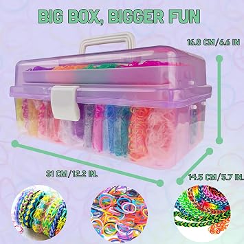 FANXIYA 16000+ Loom Bands Set, 30 Colors Elastic Rubber Band Kit