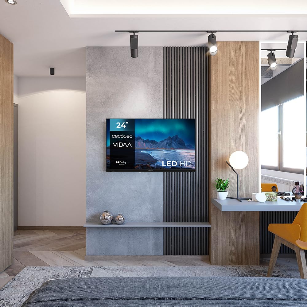 Cecotec Smart TV - TV LED 24 Pouces Résolution HD - Série A5 ALH50024. Smart TV VIDAA, système Audio Dolby, WiFi intégré, Sortie Casque, Chromecast, 3 HDMI et 2 USB