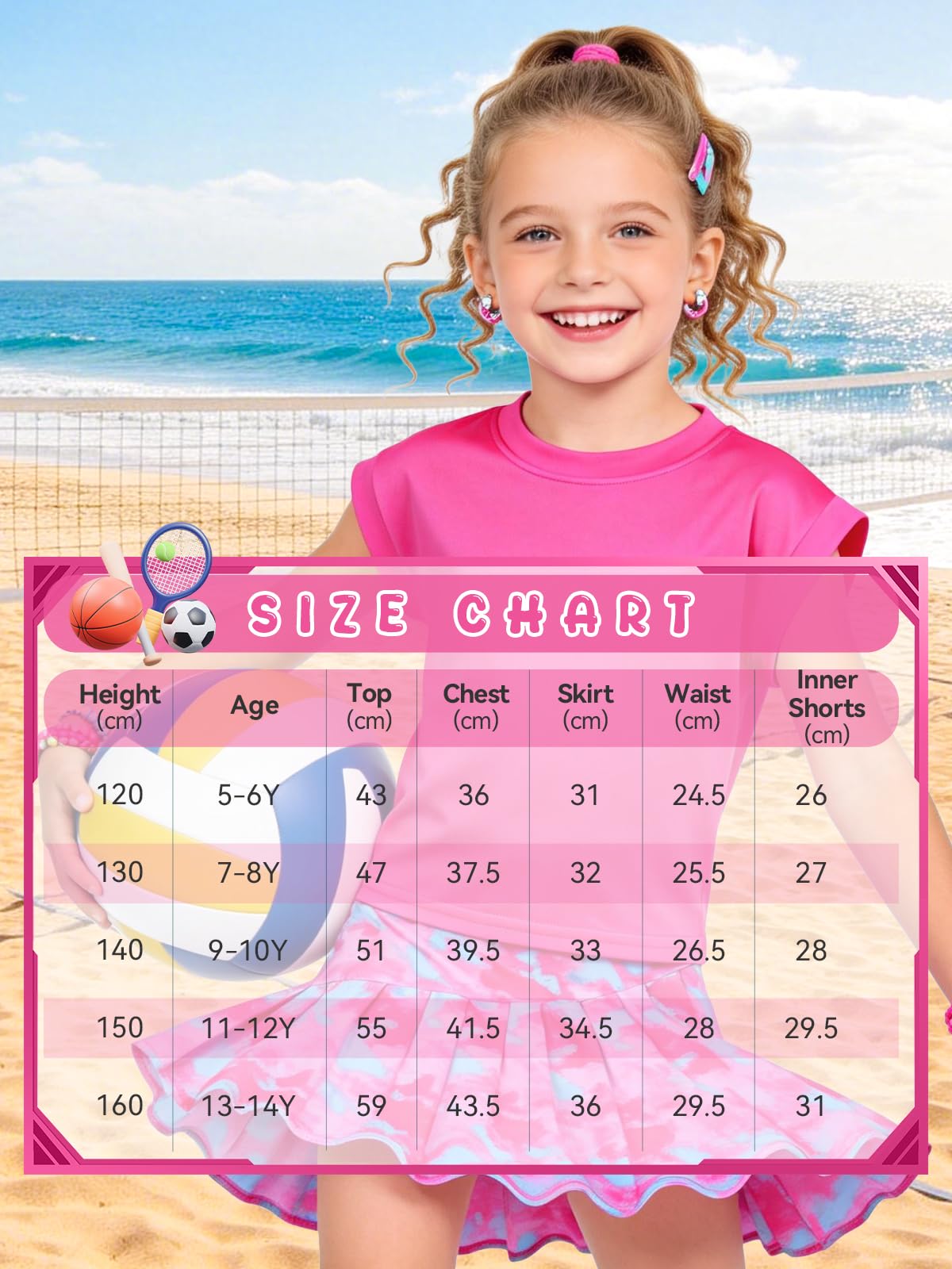 Tenue de tennis pour fille, t-shirt sans manches, jupe plissée avec poches intérieures pour short, combinaison de sport pour golf, badminton et skateboard