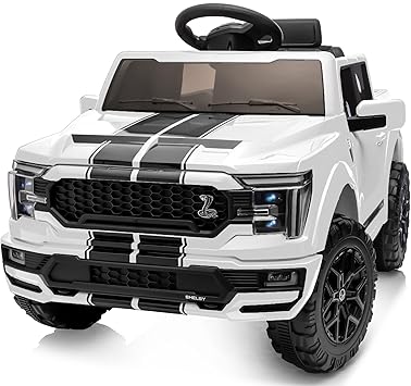 Hikiddo Licensed Ford Shelby F-150 24V Kids Ride on Toy, Electric Car for Kids with Remote Control, 400W Motors - White