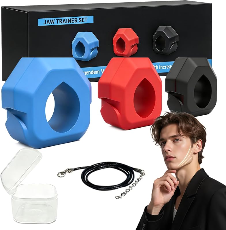 3 Stück Jaw Trainer, Kiefer Trainer für Männer und Frauen, Silikon Kiefertrainer Jawline Trainers, Neck Trainers Anti Falten, Doppelkinn Reduzierer für Übungen Gesichtsmuskeln