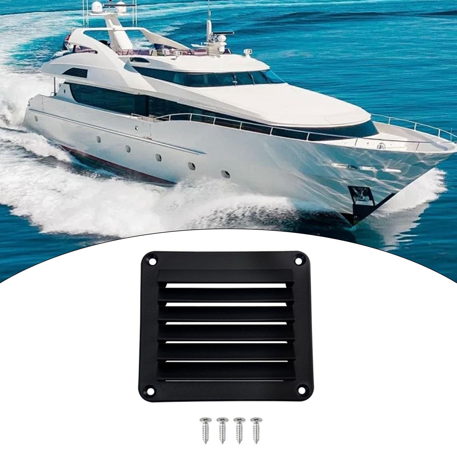 Qianly Rectangular Louvered Vent Cabin Air Grille Cover 5.51x4.84 inch Hardware Fitting Louvered Vent Grill Boat Vents for Home, Black