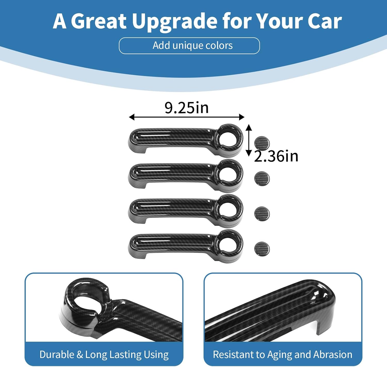 for Nitro Door Handle Cover Trim for Dodge Nitro 2007-2012 for Jeep Liberty 2007-2012 Black Carbon Fiber Exterior Accessories 4pcs