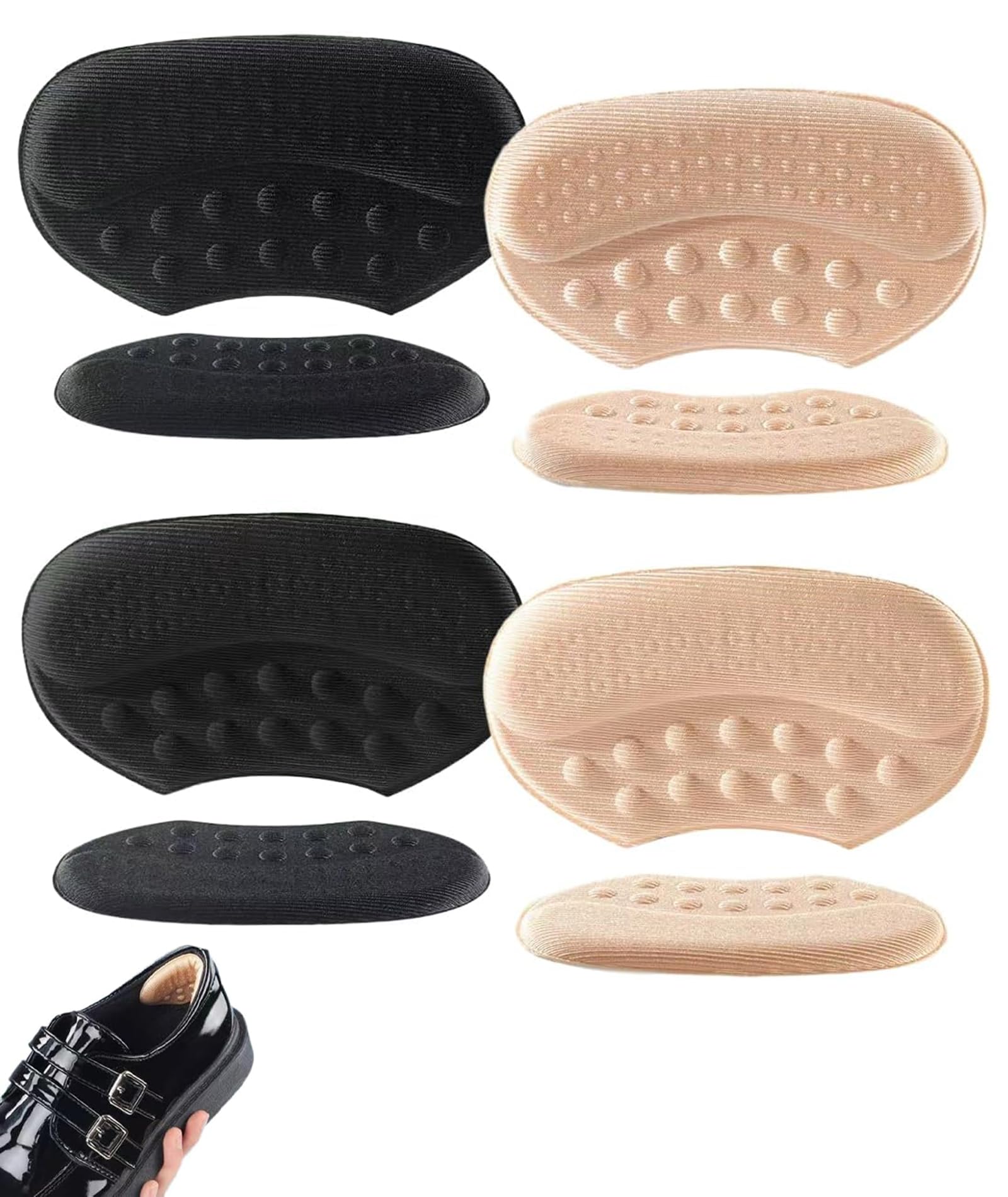4 Pairs Heel Protectors, Anti-Slip Heel Grips for Women, Prevents Blisters and Heel Pain, Universal Fit for High Heels and Sandals, Beige and Black-image-33