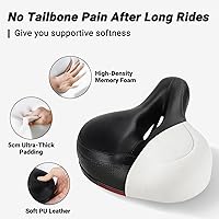 Vista 2 de TONBUX Comfortable Bike Seat for Men Women with Dual Shock Absorbers, Memory Foam Bicycle Seat with Waterproof Cover, Padded Bike Saddle for