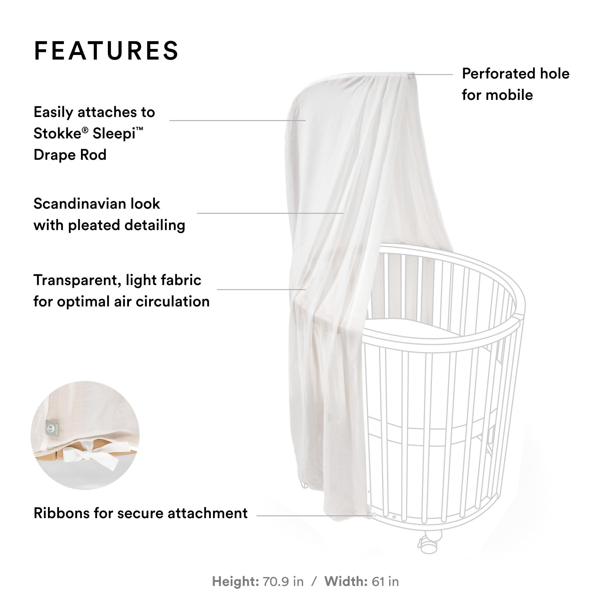 Stokke Sleepi Himmel V3, White - Schaffe eine gemütliche, ruhige Umgebung für Babys - Einfach zu montieren - Leichter Stoff - Kompatibel mit Sleepi Mini & Bett